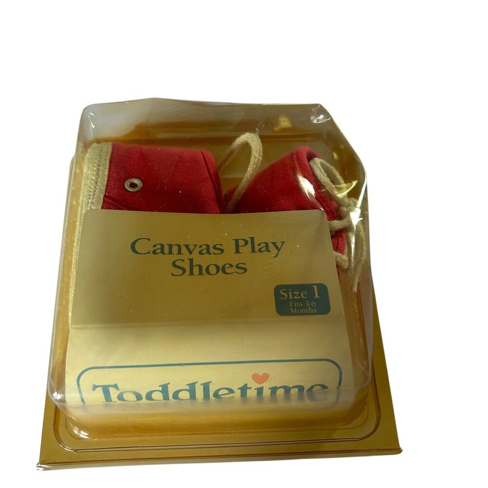 Toddletime Girls Size 1 3-6 Months Pink Canvas Play Shoes Vintage In Box 90s